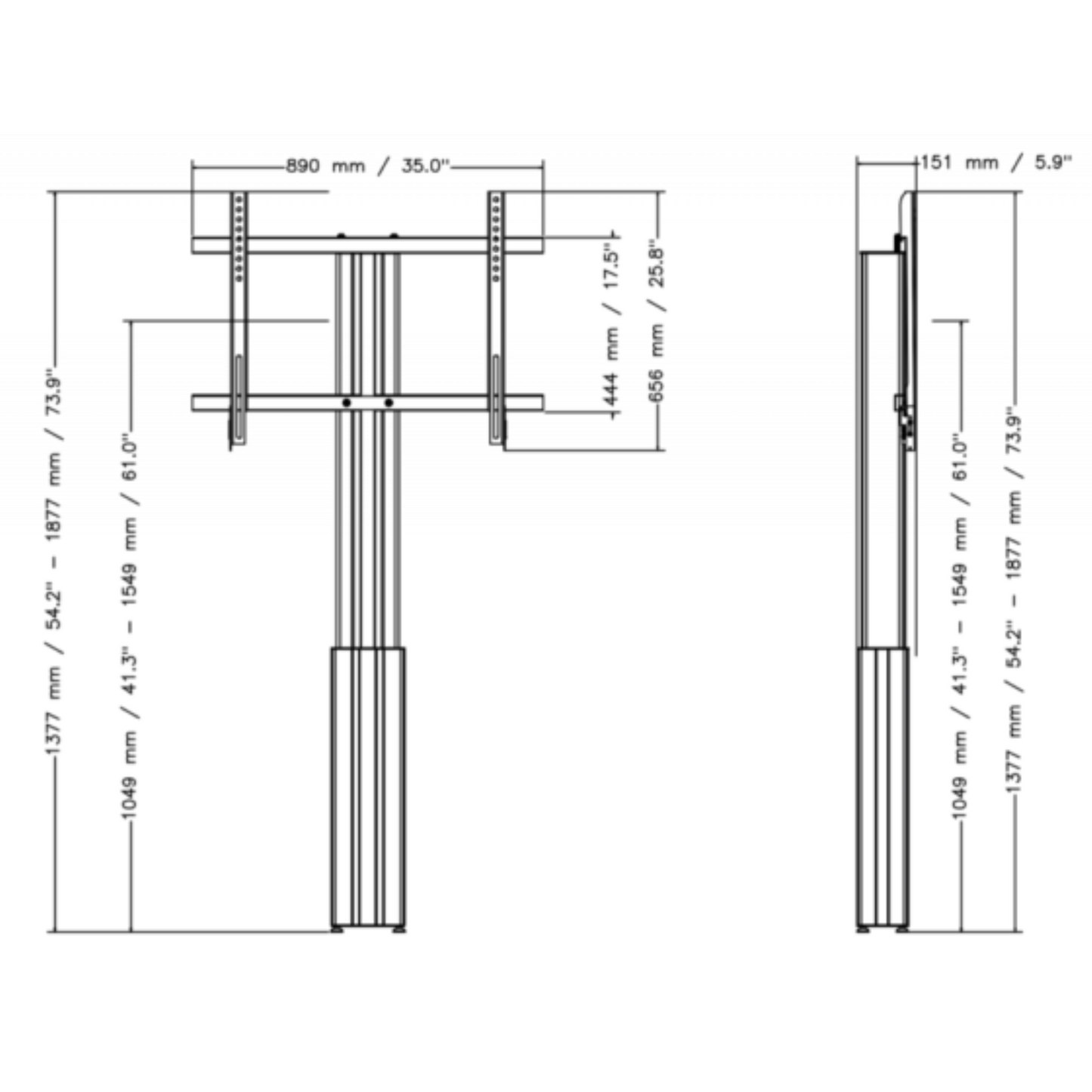 Conen Height Adjustable Monitor And TV Mount With 50cm Vertical Travel CCELW-AF
