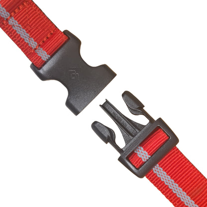 CAIRD Journey Light Adjustable Dog Collar Reflective Nylon Padded Neoprene (Red)