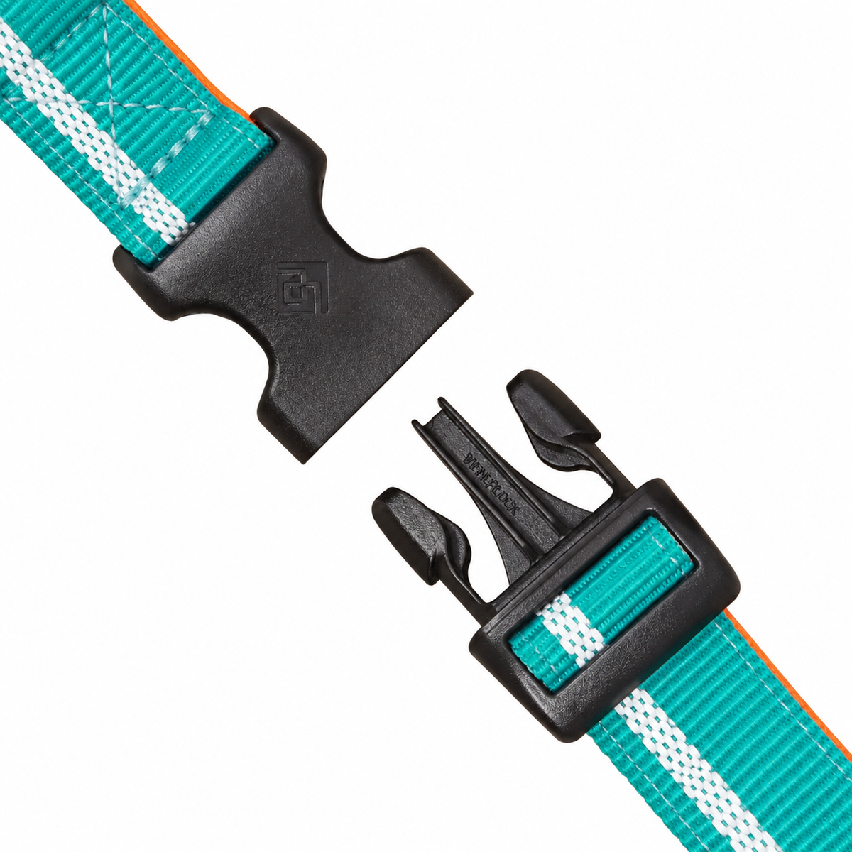 CAIRD Journey Light Adjustable Dog Collar Reflective Nylon Padded Neoprene (Aqua & Orange)