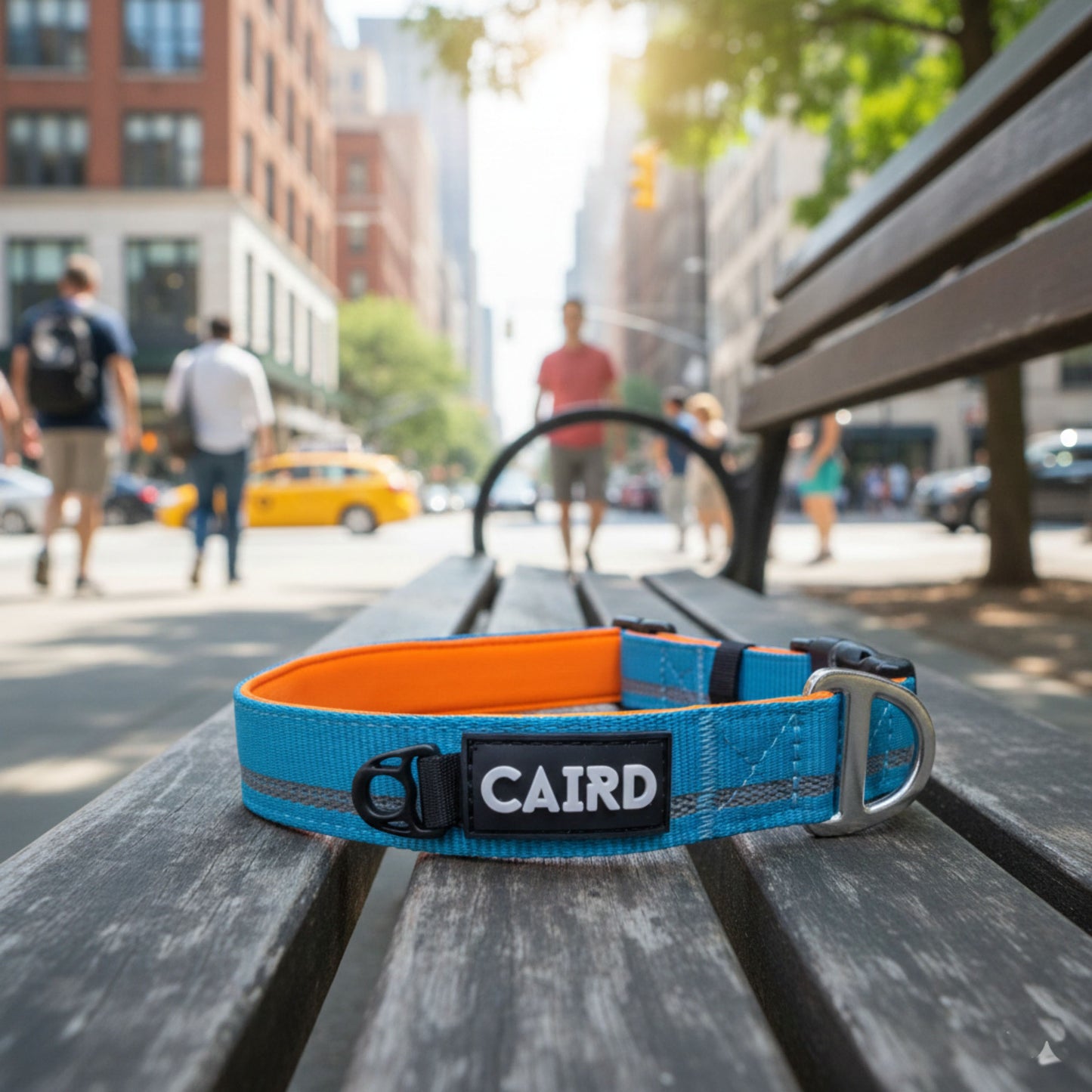 CAIRD Journey Light Adjustable Dog Collar Reflective Nylon Padded Neoprene (Aqua & Orange)