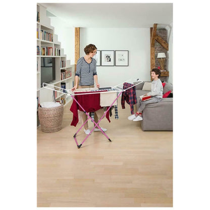 Vileda Airer Indoor Table clothes maiden Universal Folding 180 x 55cm Pink White