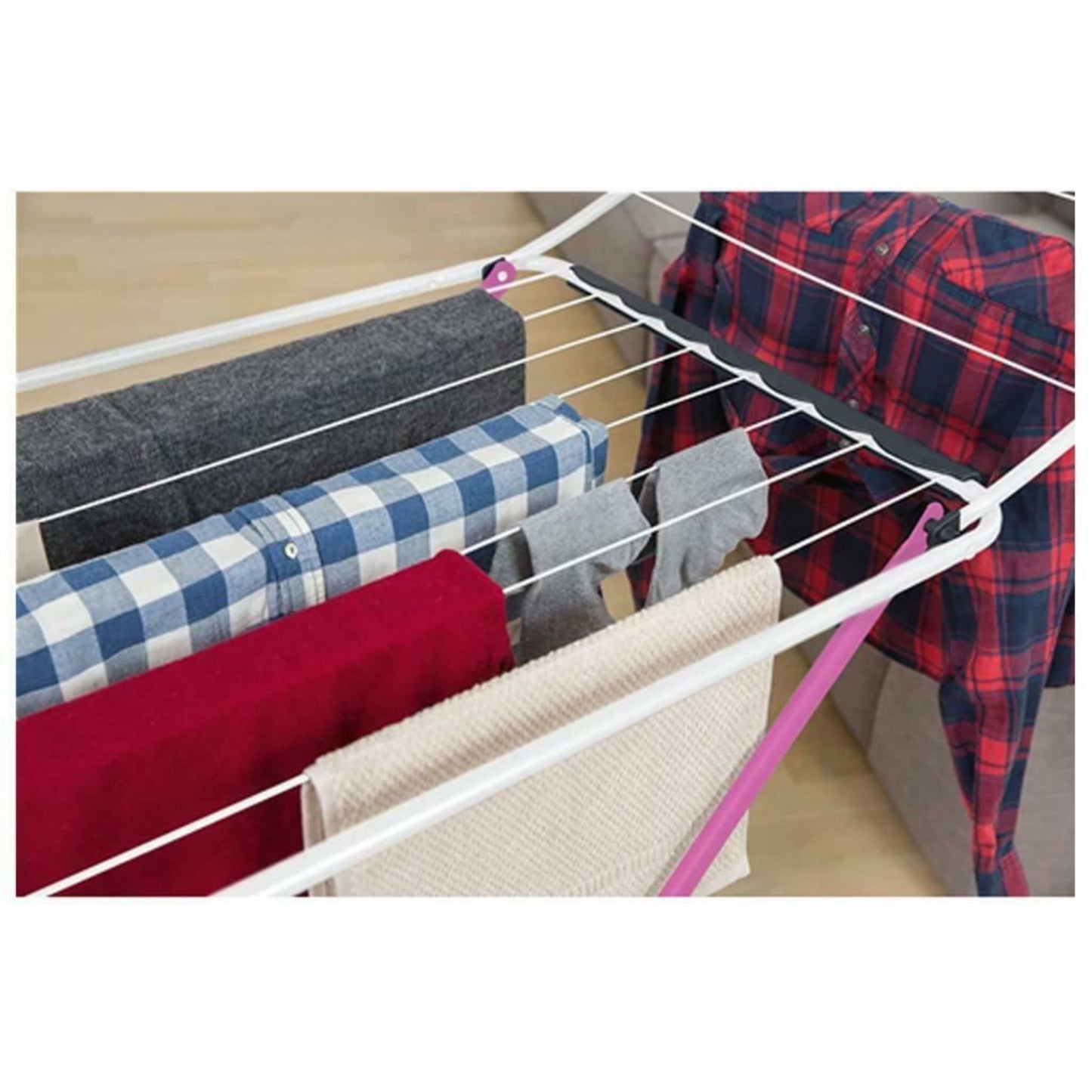 Vileda Airer Indoor Table clothes maiden Universal Folding 180 x 55cm Pink White