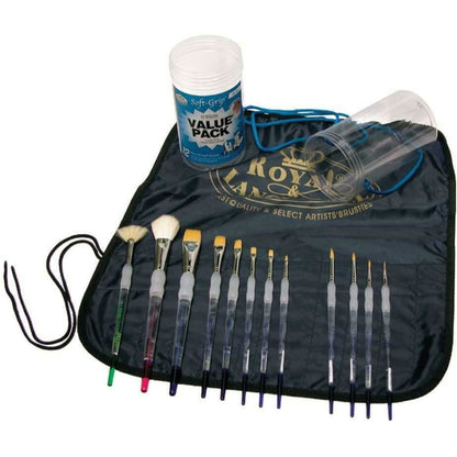 Royal & Langnickel Artist Art Paint Brushes Set of 12 Assorted Soft Grip, Oil, Acrylic, Watercolour