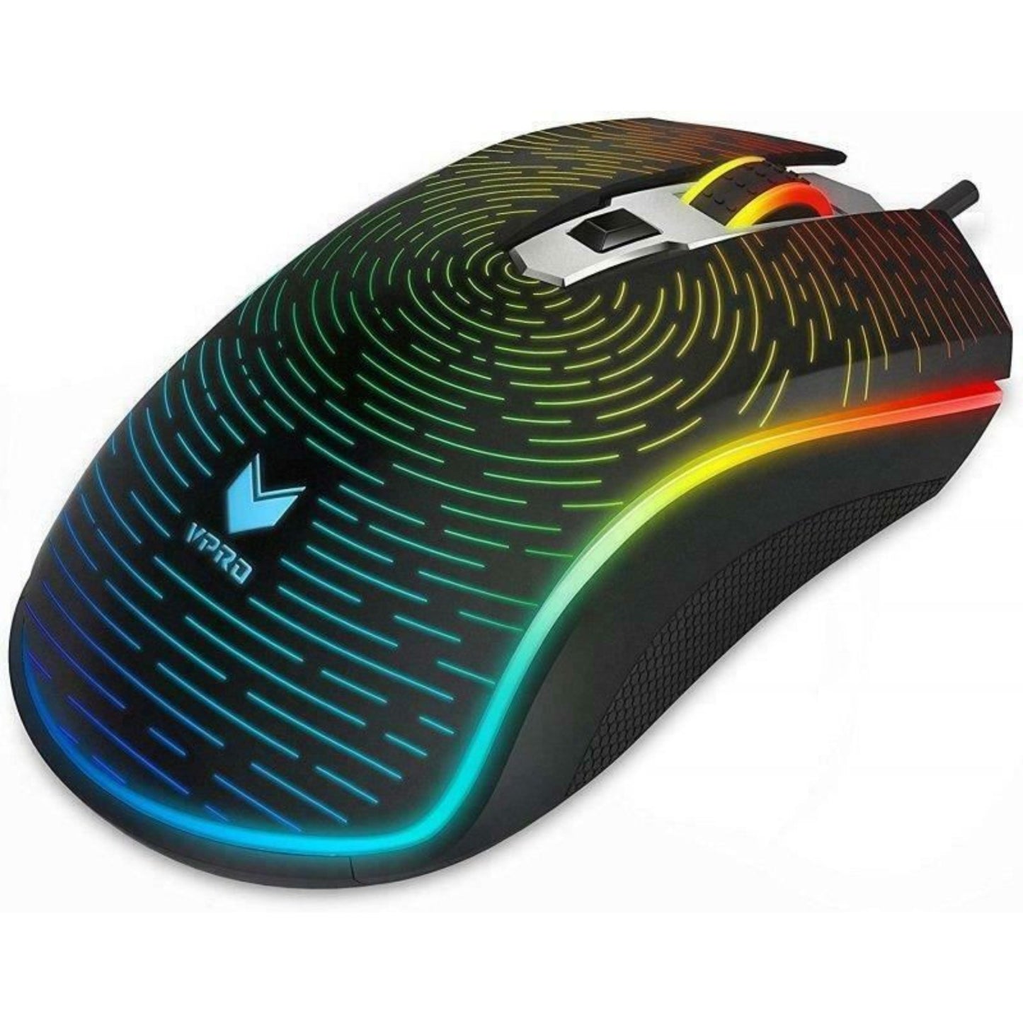 Rapoo V25S Wired Gaming Mouse USB Optical 7000 DPI Backlight Multi Colour LED