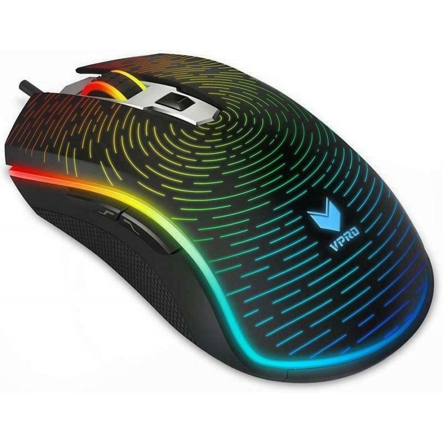Rapoo V25S Wired Gaming Mouse USB Optical 7000 DPI Backlight Multi Colour LED