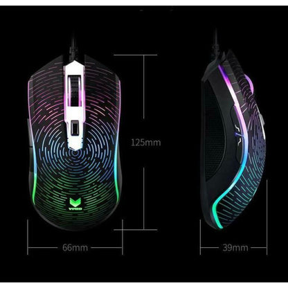 Rapoo V25S Wired Gaming Mouse USB Optical 7000 DPI Backlight Multi Colour LED