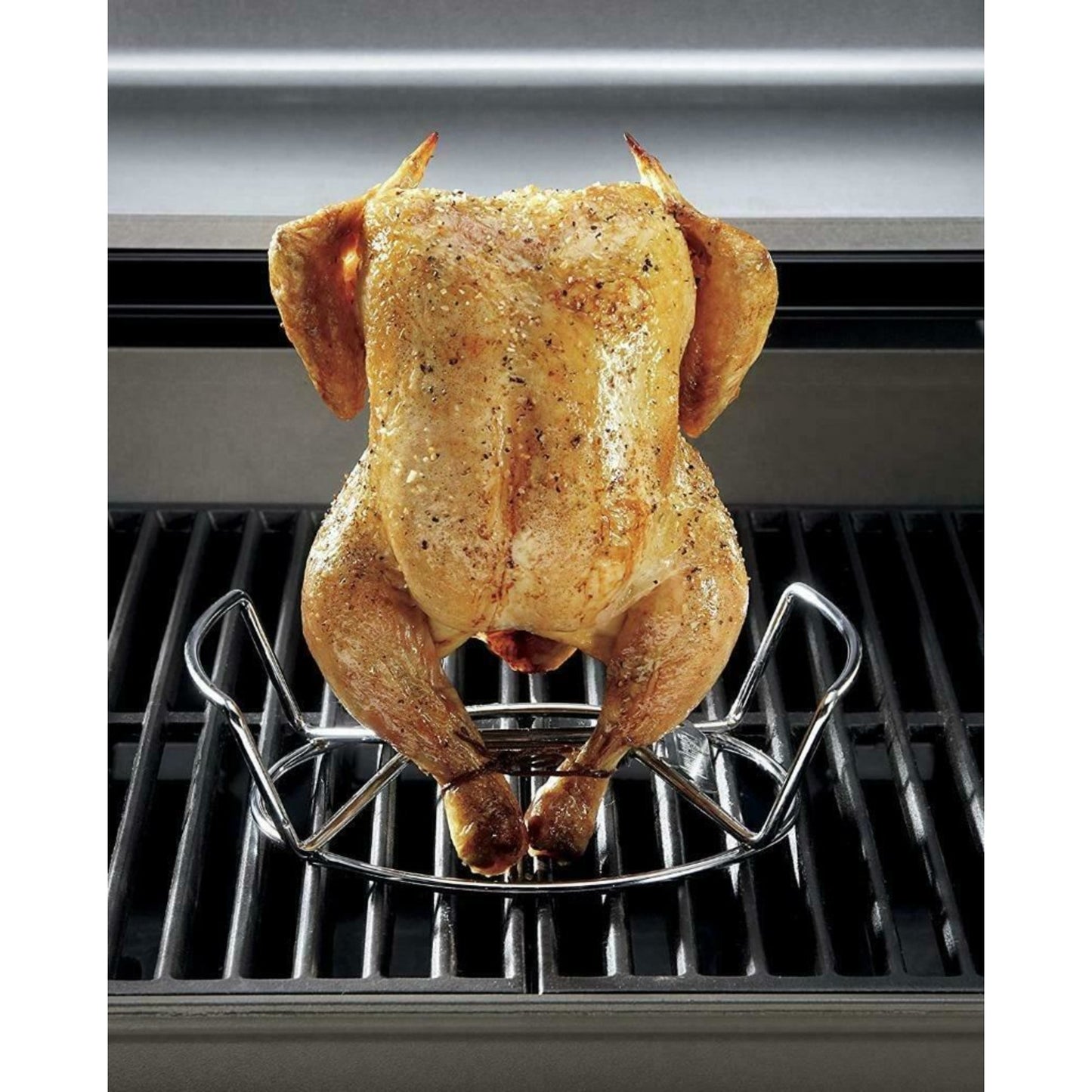 Weber BBQ Chicken Poultry Roaster Beer Can Holder Stainless Steel Rack 6482