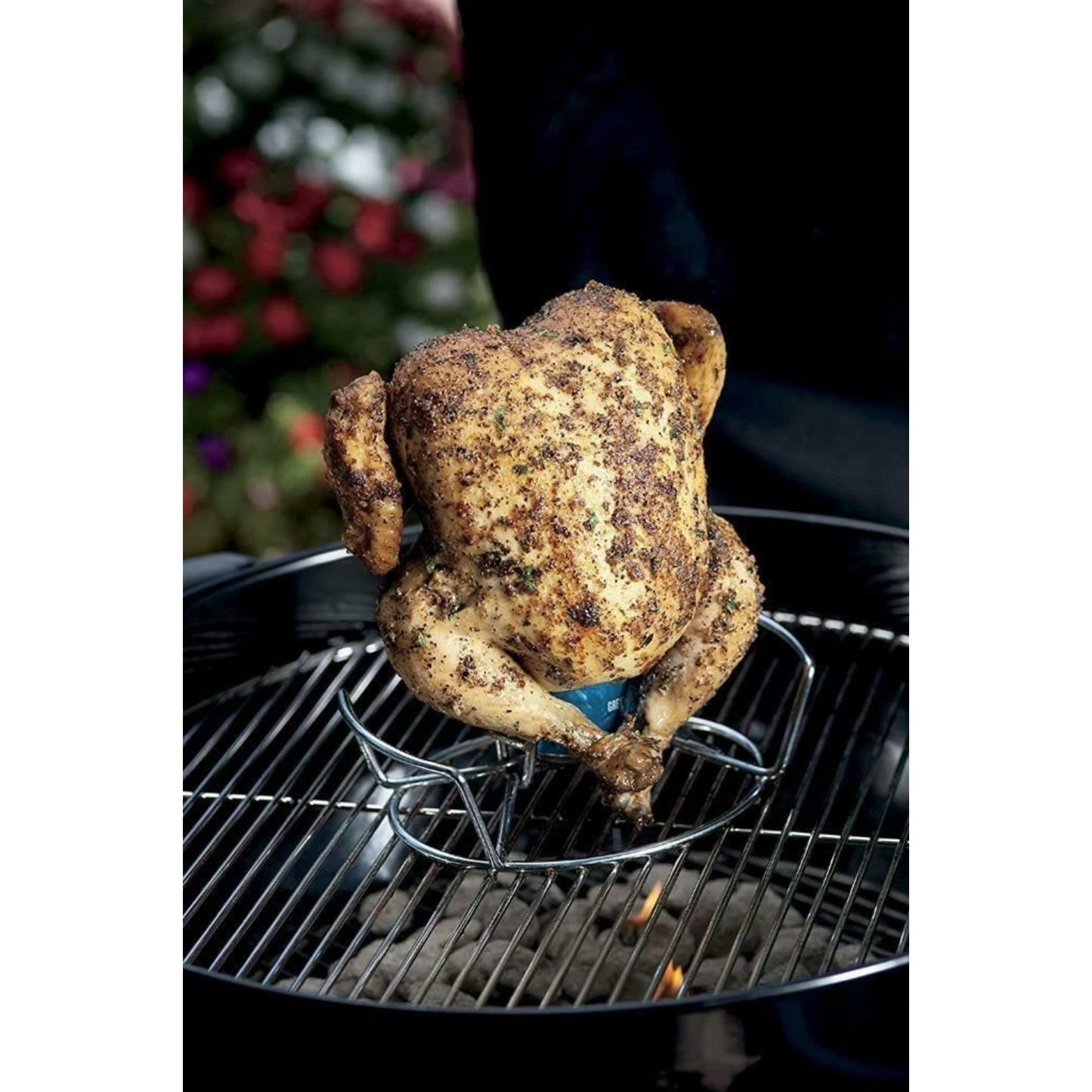 Weber BBQ Chicken Poultry Roaster Beer Can Holder Stainless Steel Rack 6482