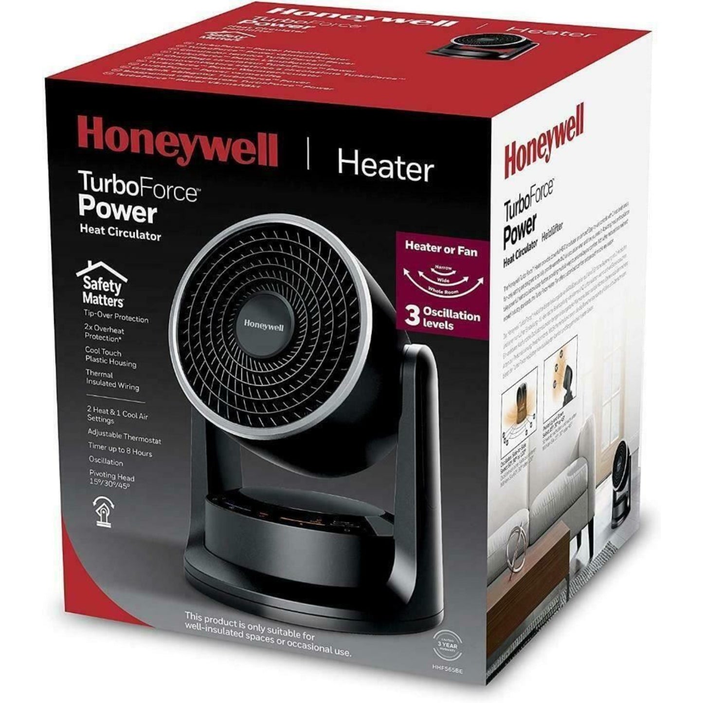 Honeywell TurboForce Power Fan and Heater Hot & Cool Fan Black HHF565BE1