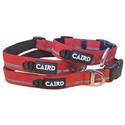 CAIRD Journey Light Adjustable Dog Collar Reflective Nylon Padded Neoprene (Red)