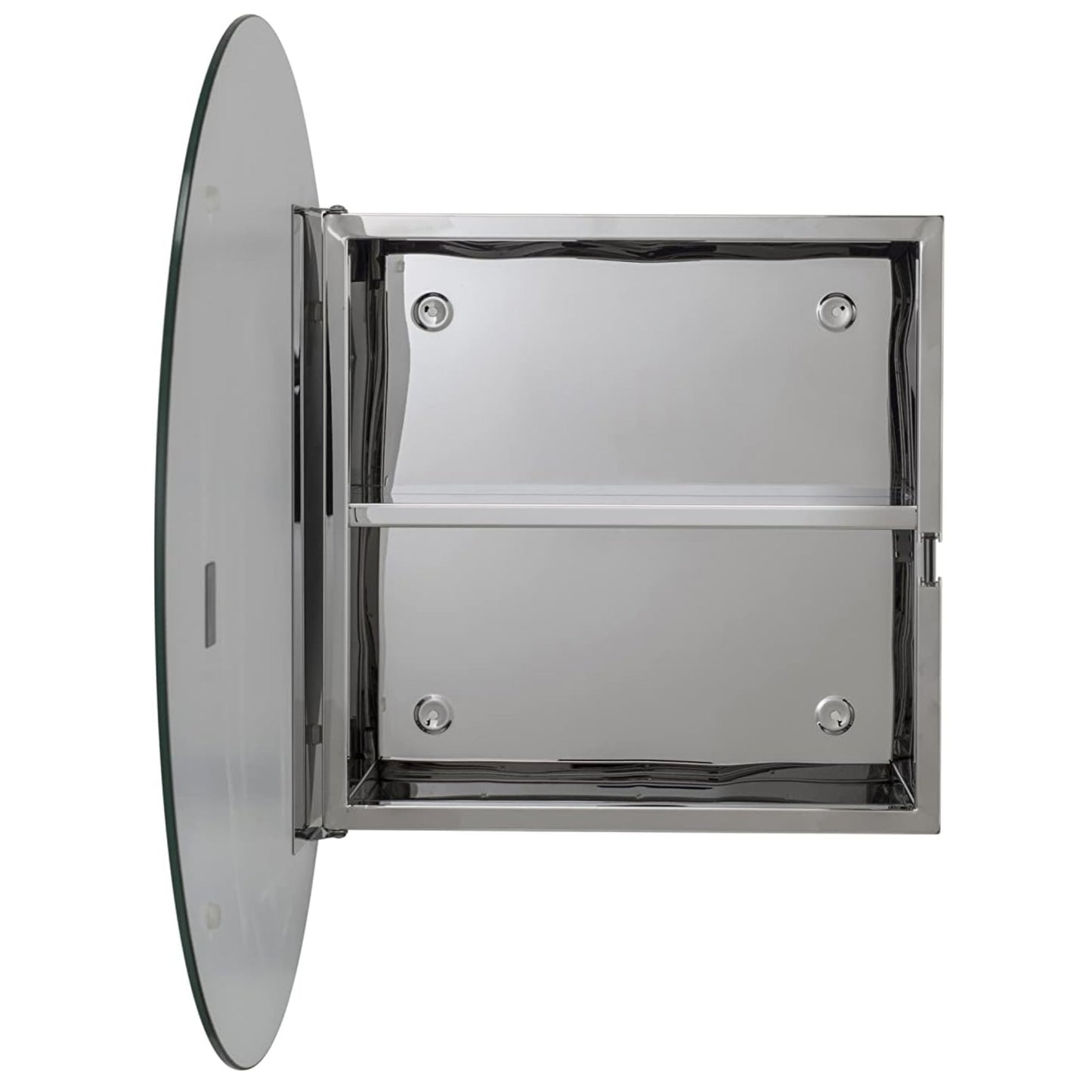 Croydex Round Bathroom Mirror Cabinet Stainless Steel Fully Assembled Cabinet