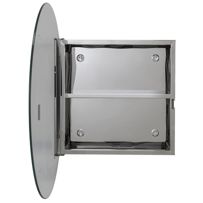 Croydex Round Bathroom Mirror Cabinet Stainless Steel Fully Assembled Cabinet