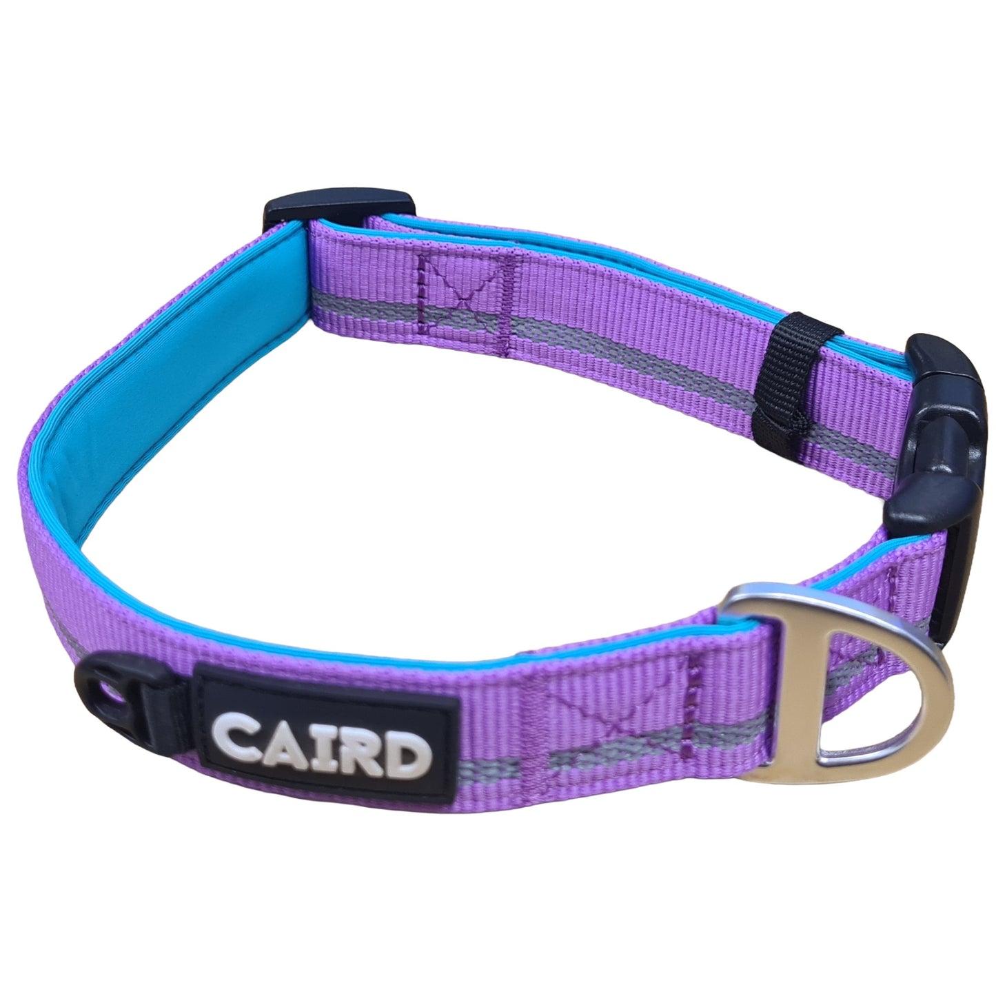 CAIRD Journey Light Adjustable Dog Collar Reflective Nylon Padded Neoprene (Purple)