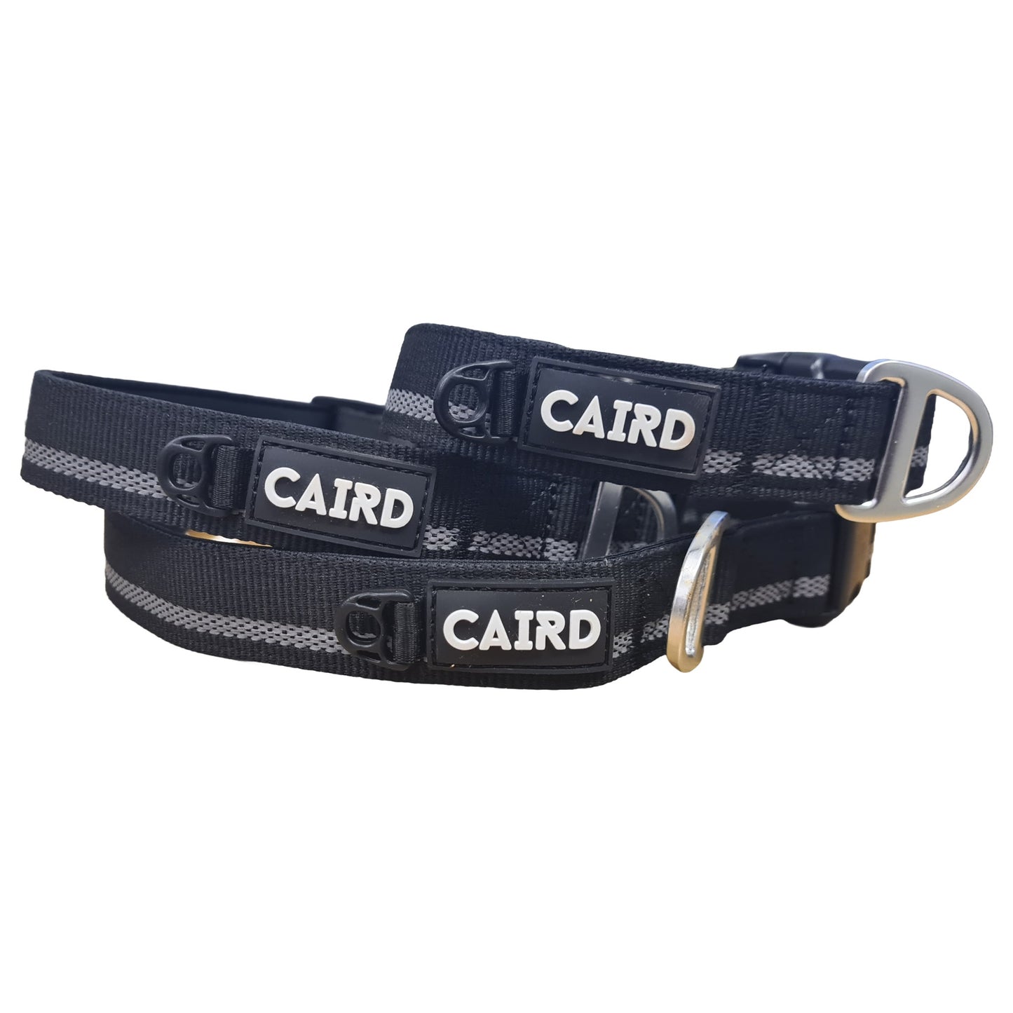 CAIRD Journey Light Adjustable Dog Collar Reflective Nylon Padded Neoprene (Black)