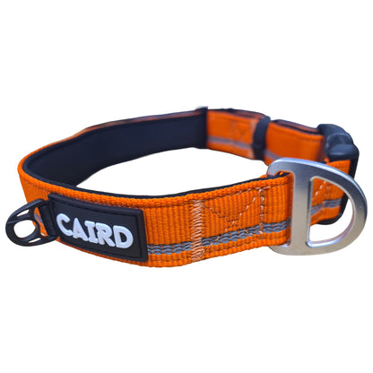 CAIRD Journey Light Adjustable Dog Collar Reflective Nylon Padded Neoprene (Orange)