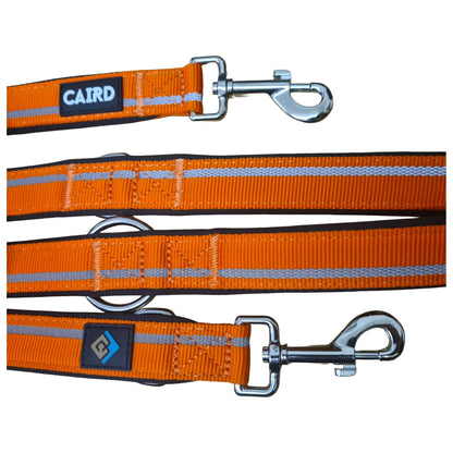 CAIRD Double Ended Dog Training Lead 2m Adjustable Multi-Point Control Reflective (Orange)