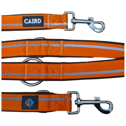 CAIRD Double Ended Dog Training Lead 2m Adjustable Multi-Point Control Reflective (Orange)