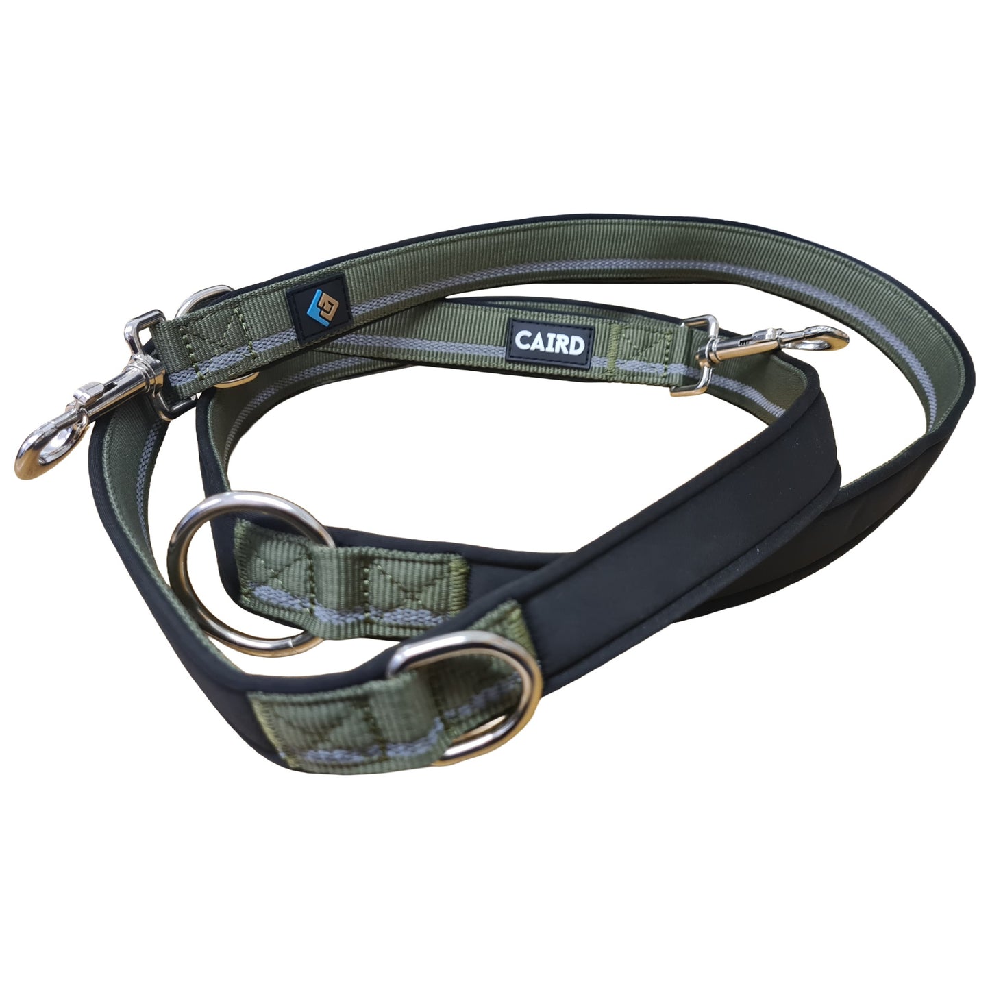CAIRD Double Ended Dog Training Lead 2m Adjustable Multi-Point Control Reflective (Green)