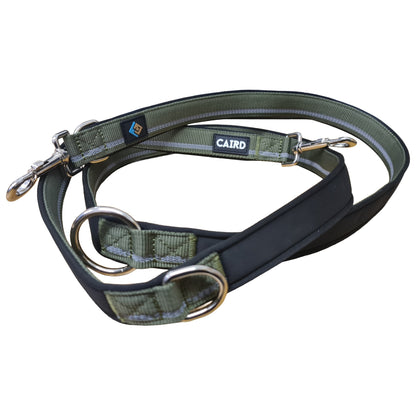 CAIRD Double Ended Dog Training Lead 2m Adjustable Multi-Point Control Reflective (Green)