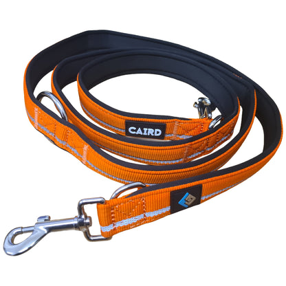 CAIRD Double Ended Dog Training Lead 2m Adjustable Multi-Point Control Reflective (Orange)