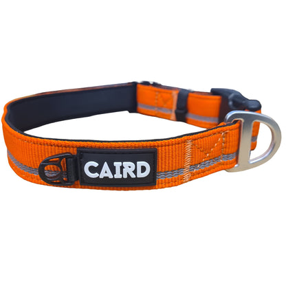 CAIRD Journey Light Adjustable Dog Collar Reflective Nylon Padded Neoprene (Orange)