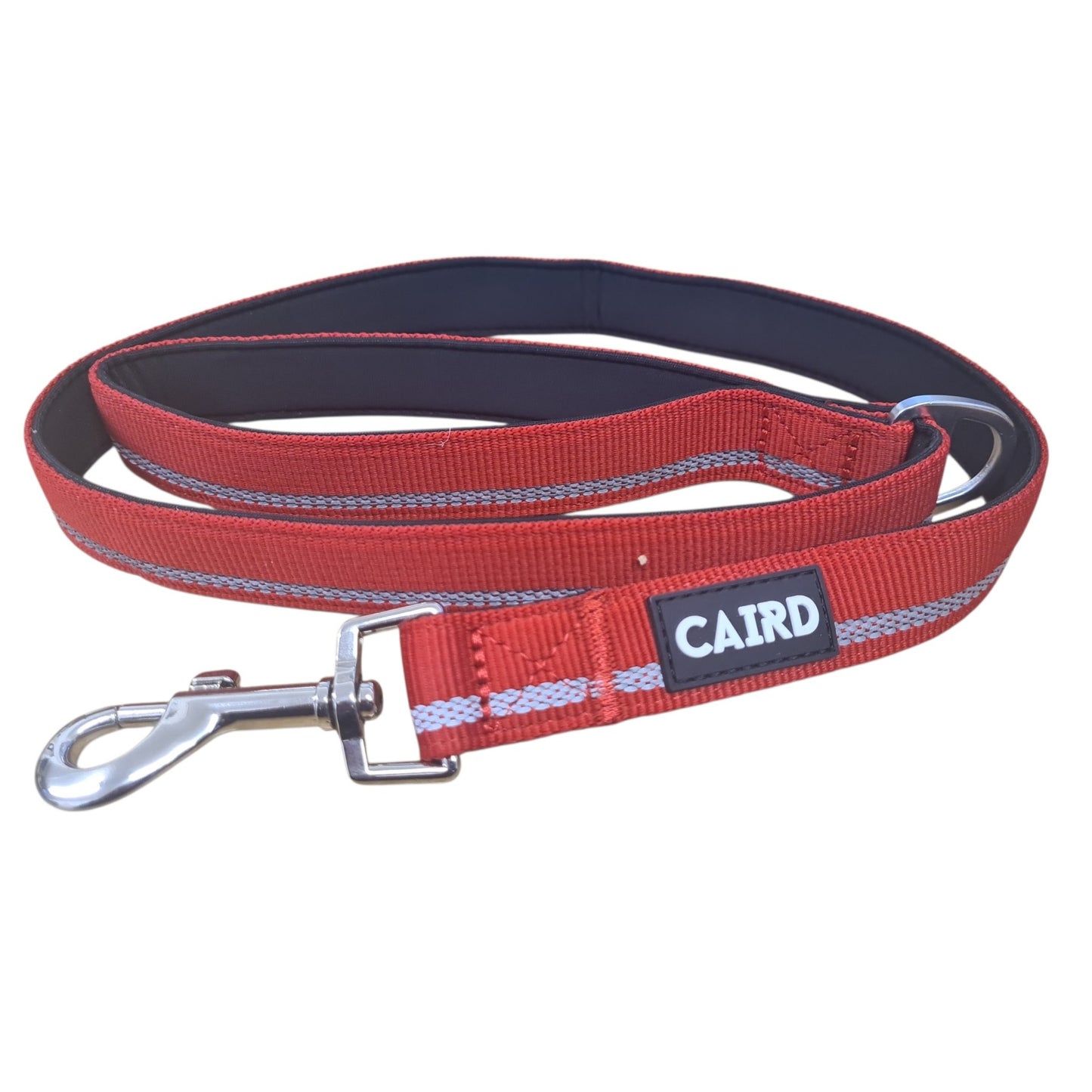 CAIRD Dog Lead 1m Reflective Neoprene Padded Handle Aluminium Connection Point (Red)