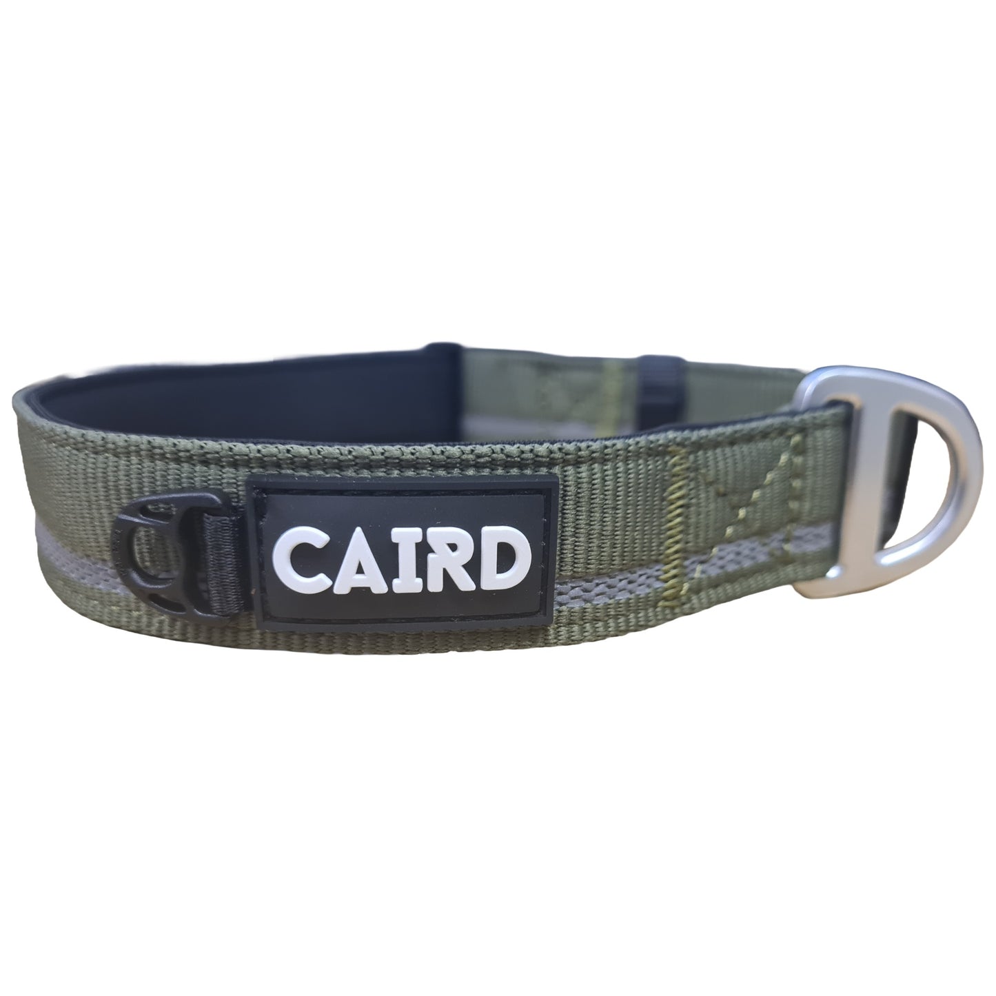 CAIRD Journey Light Adjustable Dog Collar Reflective Nylon Padded Neoprene (Khaki)
