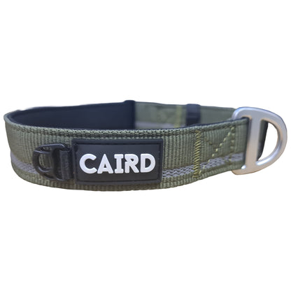 CAIRD Journey Light Adjustable Dog Collar Reflective Nylon Padded Neoprene (Khaki)