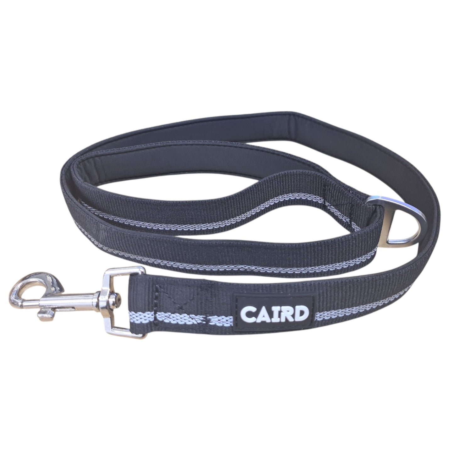 CAIRD Dog Lead 1m Reflective Neoprene Padded Handle Aluminium Connection Point (Black)