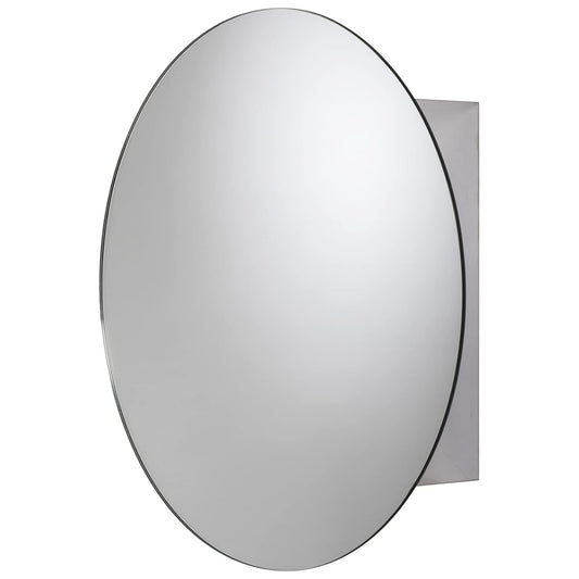 Croydex Round Bathroom Mirror Cabinet Stainless Steel Fully Assembled Cabinet