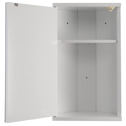 Croydex Corner Bathroom Cabinet MDF Carcass Mirrored Door Magnetic Catch and Adjustable Shelf