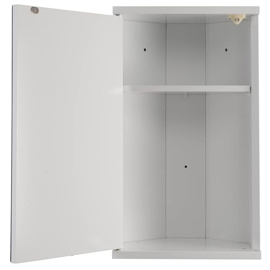 Croydex Corner Bathroom Cabinet MDF Carcass Mirrored Door Magnetic Catch and Adjustable Shelf