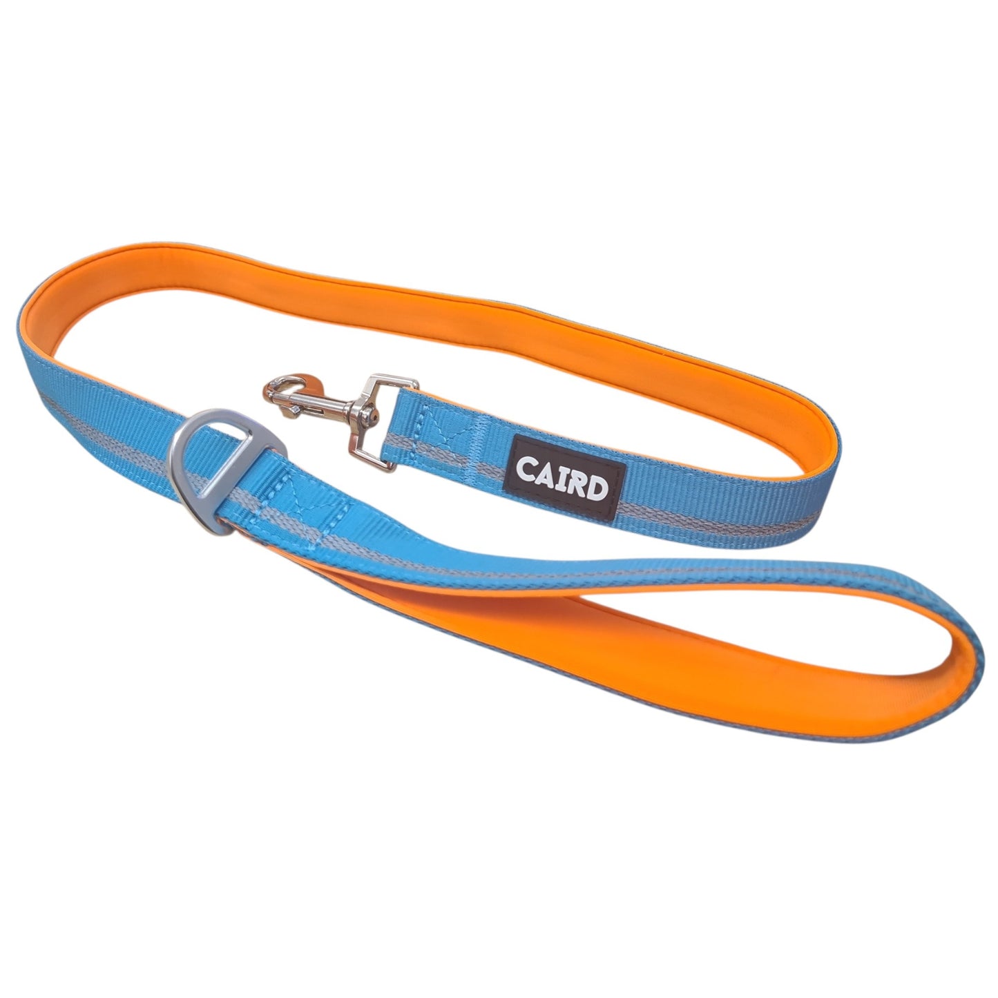 CAIRD Dog Lead 1m Reflective Neoprene Padded Handle Aluminium Connection Point (Blue & Orange)