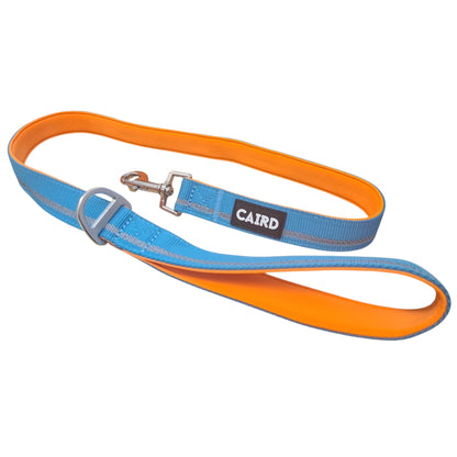 CAIRD Dog Lead 1m Reflective Neoprene Padded Handle Aluminium Connection Point (Blue & Orange)