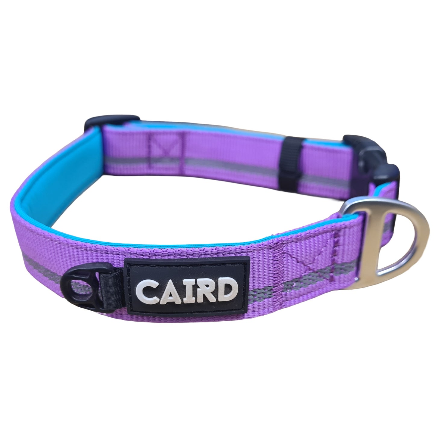 CAIRD Journey Light Adjustable Dog Collar Reflective Nylon Padded Neoprene (Purple)