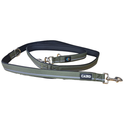 CAIRD Double Ended Dog Training Lead 2m Adjustable Multi-Point Control Reflective (Green)