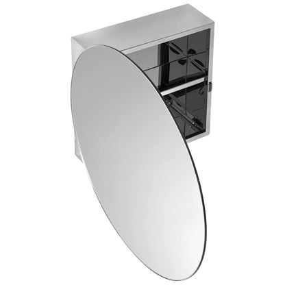 Croydex Round Bathroom Mirror Cabinet Stainless Steel Fully Assembled Cabinet