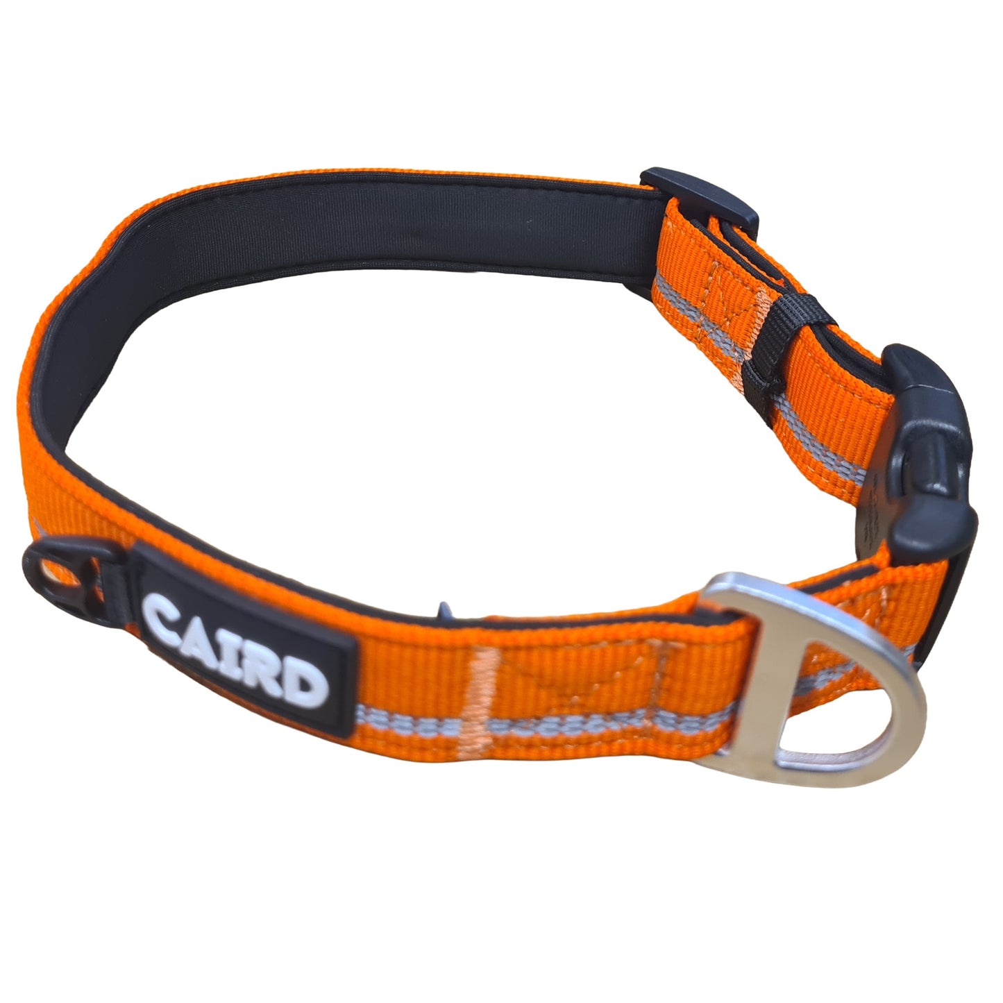 CAIRD Journey Light Adjustable Dog Collar Reflective Nylon Padded Neoprene (Orange)