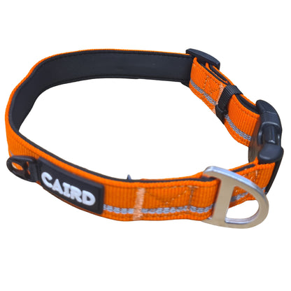 CAIRD Journey Light Adjustable Dog Collar Reflective Nylon Padded Neoprene (Orange)