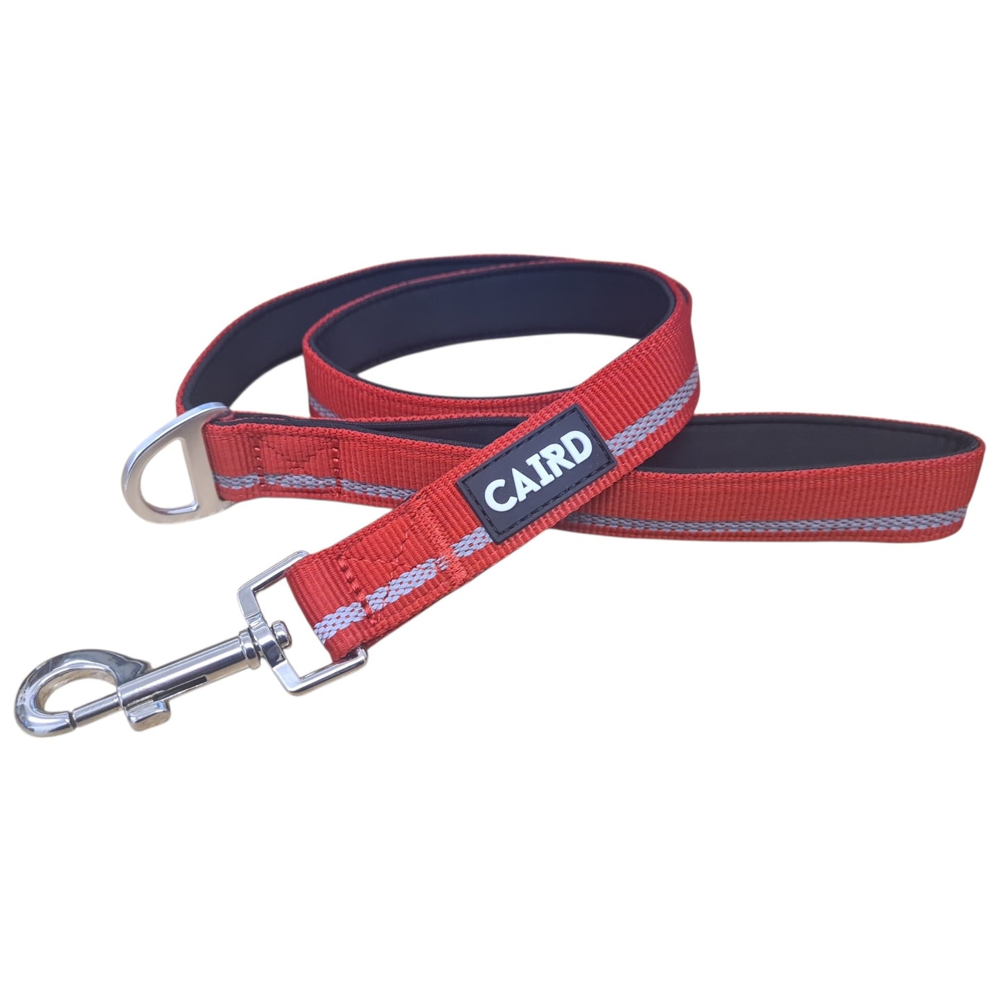 CAIRD Dog Lead 1m Reflective Neoprene Padded Handle Aluminium Connection Point (Red)