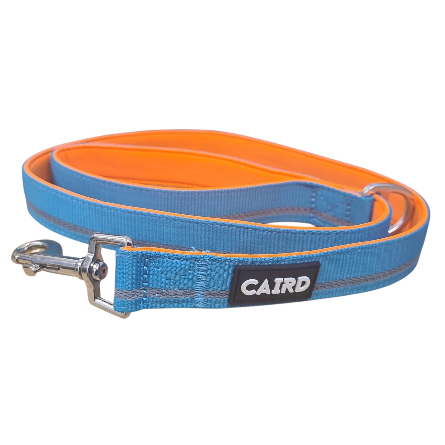 CAIRD Dog Lead 1m Reflective Neoprene Padded Handle Aluminium Connection Point (Blue & Orange)
