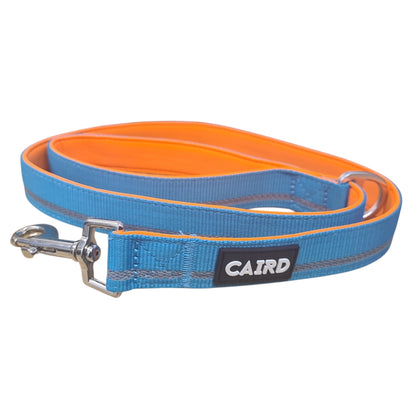 CAIRD Dog Lead 1m Reflective Neoprene Padded Handle Aluminium Connection Point (Blue & Orange)