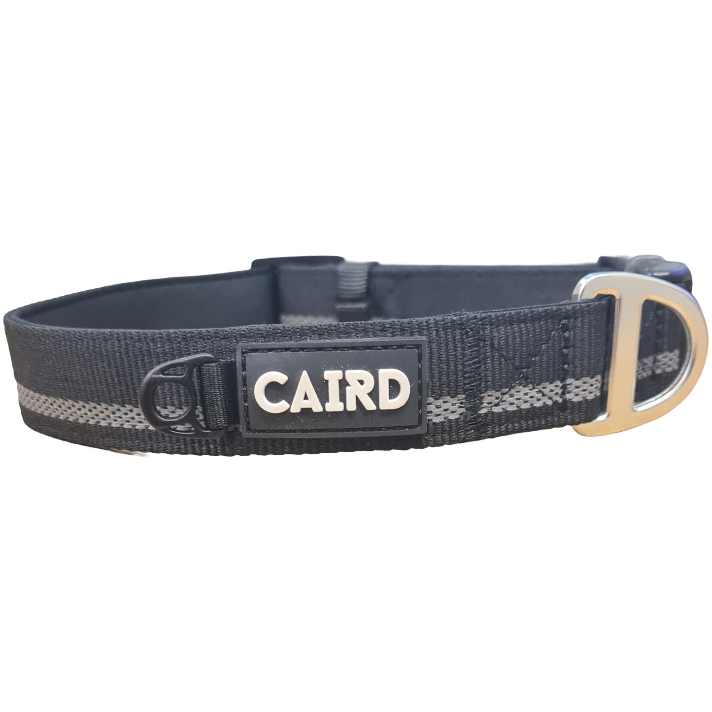 CAIRD Journey Light Adjustable Dog Collar Reflective Nylon Padded Neoprene (Black)
