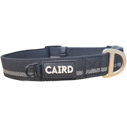 CAIRD Journey Light Adjustable Dog Collar Reflective Nylon Padded Neoprene (Black)