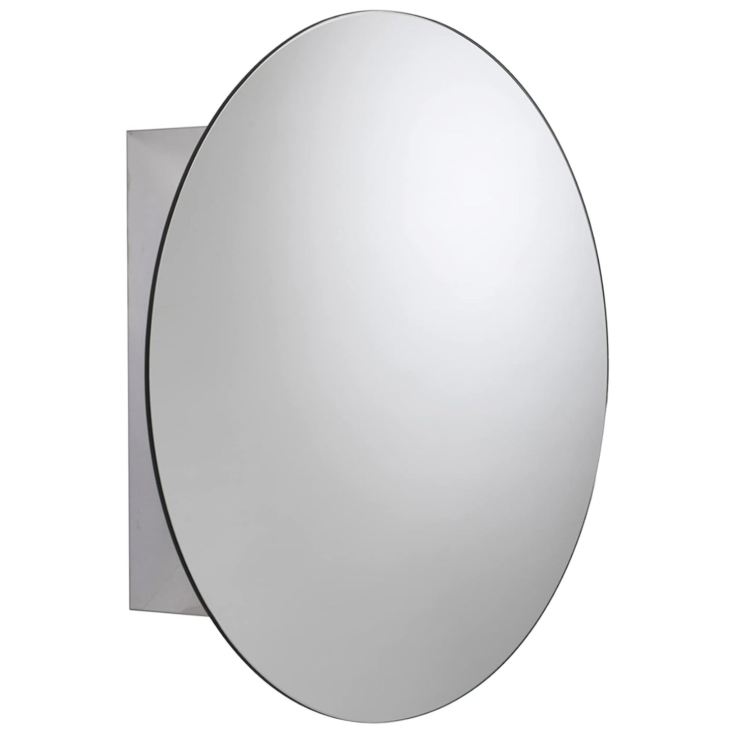 Croydex Round Bathroom Mirror Cabinet Stainless Steel Fully Assembled Cabinet