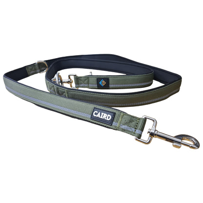 CAIRD Double Ended Dog Training Lead 2m Adjustable Multi-Point Control Reflective (Green)