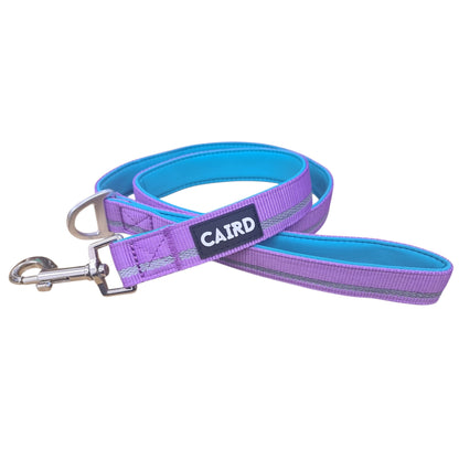 CAIRD Dog Lead 1m Reflective Neoprene Padded Handle Aluminium Connection Point (Purple & Aqua)