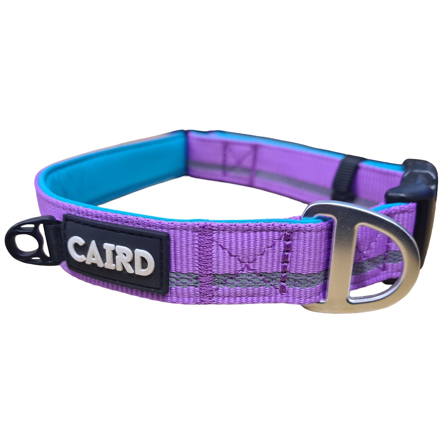 CAIRD Journey Light Adjustable Dog Collar Reflective Nylon Padded Neoprene (Purple)