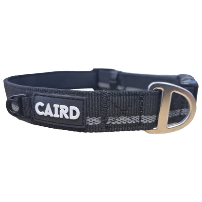 CAIRD Journey Light Adjustable Dog Collar Reflective Nylon Padded Neoprene (Black)