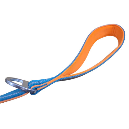 CAIRD Dog Lead 1m Reflective Neoprene Padded Handle Aluminium Connection Point (Blue & Orange)